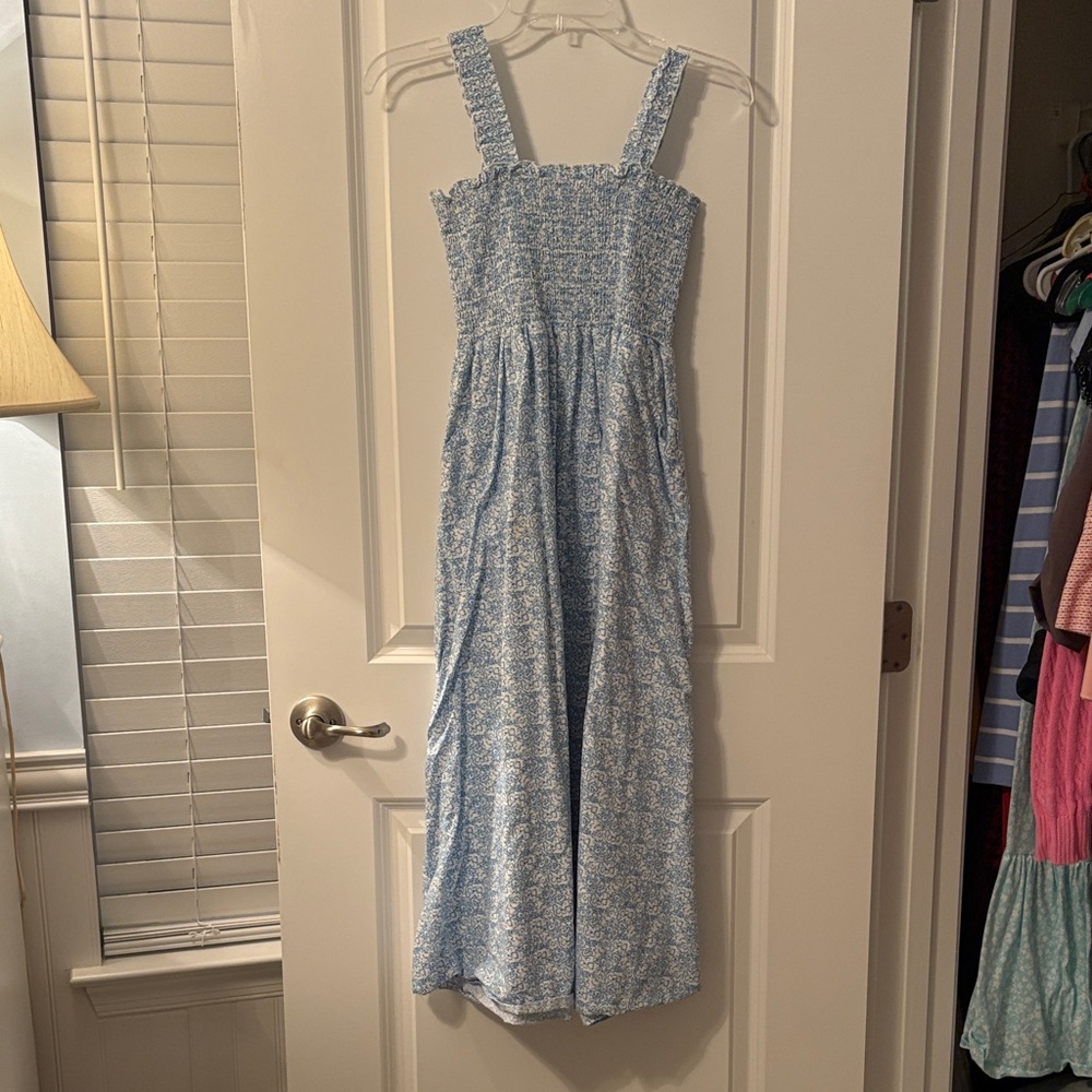 Aqua Blue and White Textured Dress